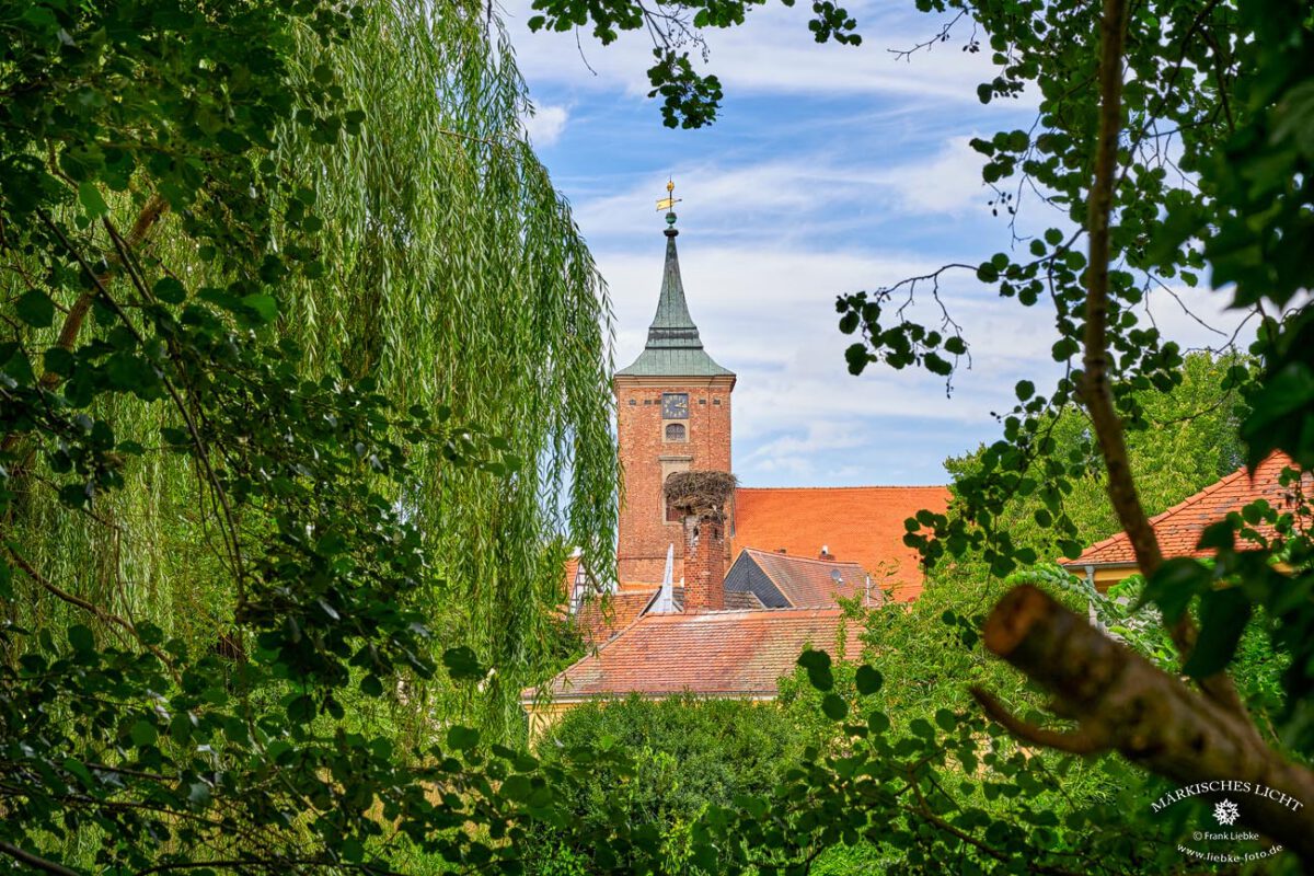 Kirche mit Storchennest in Lenzen.